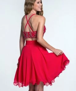 Terani Couture - Two-Piece Sequined Halter A-Line Cocktail Dress 1522H0160A Cocktail Dresses