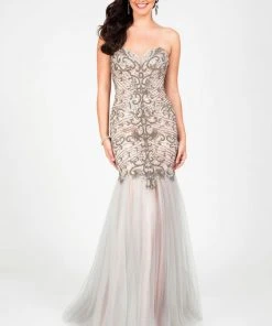 Formal Gowns Terani Couture - Wonderful Beaded Sweetheart Scalloped Hemline Polyester Mermaid Gown 1711P2394