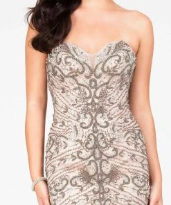 Formal Gowns Terani Couture - Wonderful Beaded Sweetheart Scalloped Hemline Polyester Mermaid Gown 1711P2394