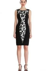 Cocktail Dresses Theia - 882057 Sleeveless Animal Print Ponte Sheath Dress