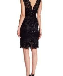 Theia - 882658 Floral Embroidered Illusion Dress