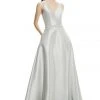Theia - 882822 Sleeveless V Neck A-Line Gown With Embellished Belt
