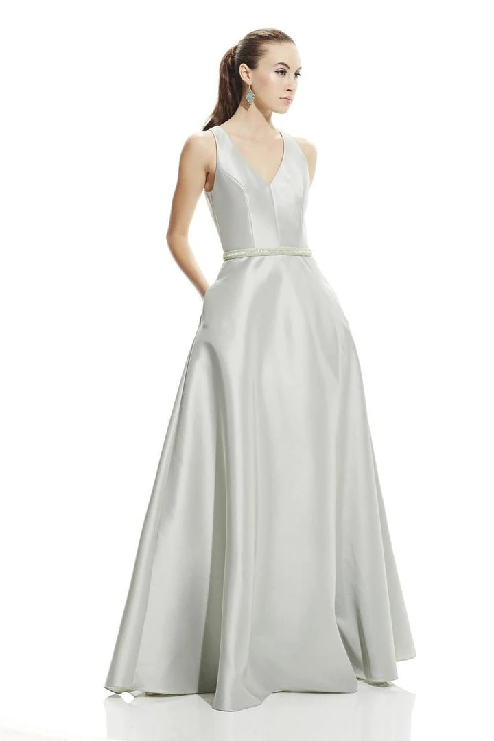 Theia - 882822 Sleeveless V Neck A-Line Gown With Embellished Belt 3 Theia - 882822 Sleeveless V Neck A-Line Gown With Embellished Belt