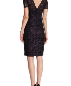 Theia - 883015 Floral Lace Short Sleeve Cocktail Dress 7 Theia - 883015 Floral Lace Short Sleeve Cocktail Dress