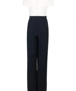 Long Dresses Theia - 883335 Crisscross Pleated Colorblock Jumpsuit