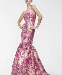 Formal Gowns Theia - Floral Pattern Mermaid Gown 881176