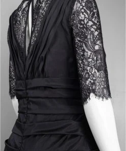 Formal Gowns Theia Lace Sleeve Ruched Evening Dress 881865 - 1pc Midnight In Size 12 Available