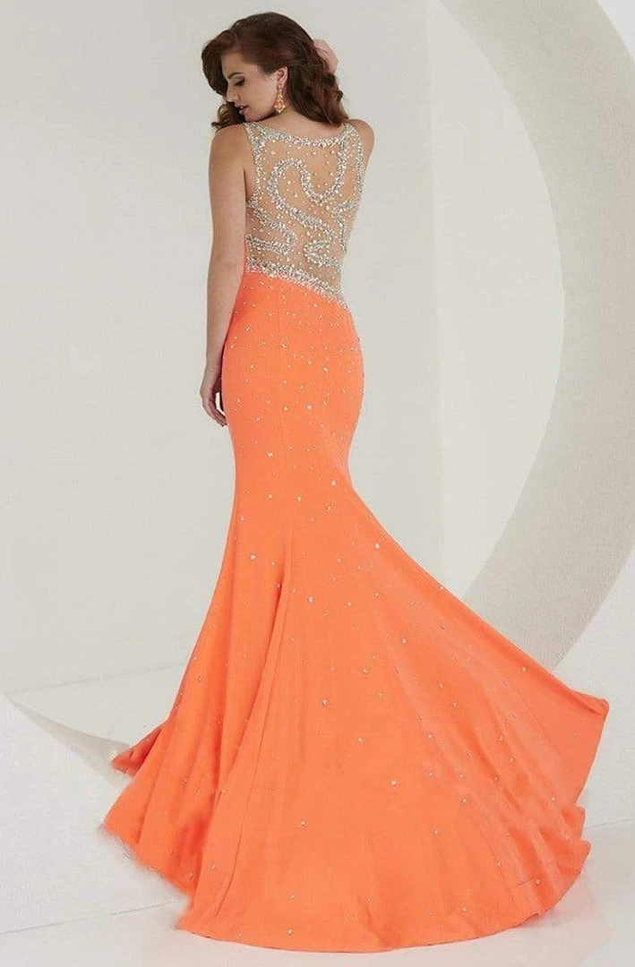 Tiffany Designs - 16191 Artistic Bateau Illusion Jersey Evening Gown Formal Gowns 4 Tiffany Designs - 16191 Artistic Bateau Illusion Jersey Evening Gown Formal Gowns