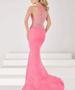 Tiffany Designs - 16198 Glamorous Beaded V-Neck Jersey Dress Formal Gowns