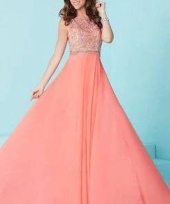 Tiffany Designs - 16244 Alluring Beaded Bateau Illusion Neck Chiffon A-line Dress
