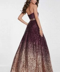 Tiffany Designs - 16264 Strapless Sweetheart Allover Sequined Ombre Ballgown - 1 Pc Burgundy/Rose Gold In Size 6 Available 7 Tiffany Designs - 16264 Strapless Sweetheart Allover Sequined Ombre Ballgown - 1 Pc Burgundy/Rose Gold In Size 6 Available