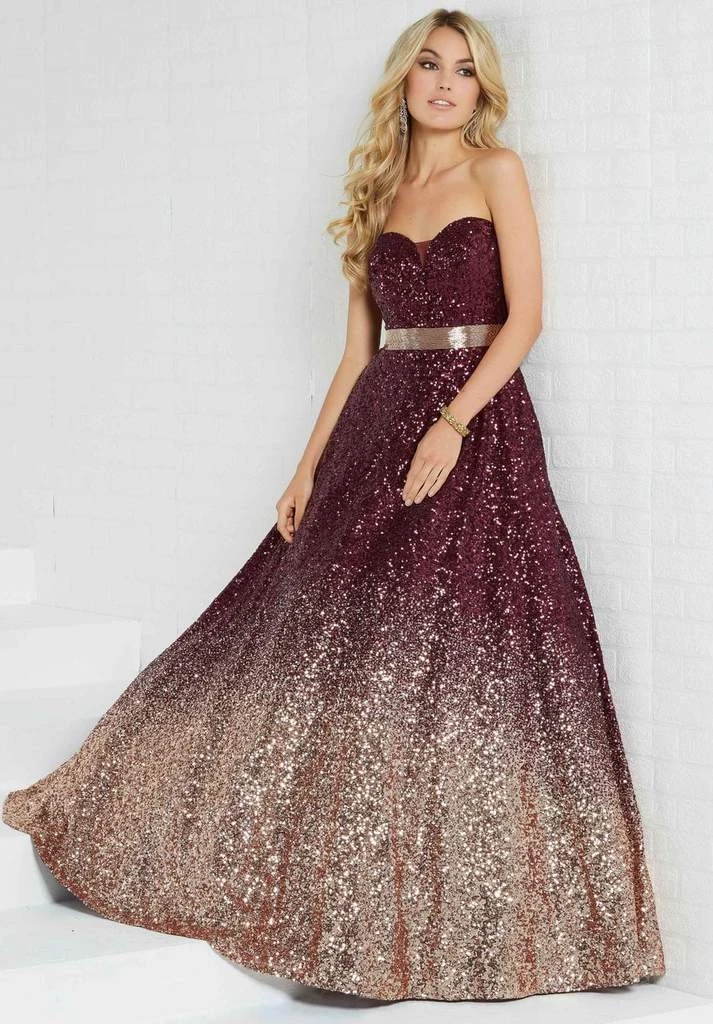 Tiffany Designs - 16264 Strapless Sweetheart Allover Sequined Ombre Ballgown - 1 Pc Burgundy/Rose Gold In Size 6 Available 4 Tiffany Designs - 16264 Strapless Sweetheart Allover Sequined Ombre Ballgown - 1 Pc Burgundy/Rose Gold In Size 6 Available