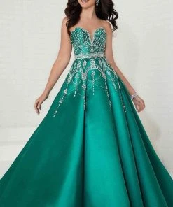 Formal Gowns Tiffany Designs - 16266 Plunging Sweetheart Jeweled Mikado Ballgown