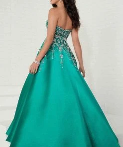 Formal Gowns Tiffany Designs - 16266 Plunging Sweetheart Jeweled Mikado Ballgown