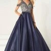 Tiffany Designs - 16283 Beaded V-neck Shimmer Satin A-line Gown Formal Gowns 1 Tiffany Designs - 16283 Beaded V-neck Shimmer Satin A-line Gown Formal Gowns