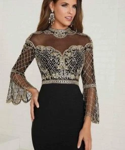 Tiffany Designs - 16285 Sequined High Neck Jersey Trumpet Dress Formal Gowns