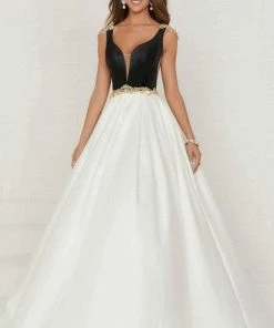 Tiffany Designs - 16297 Beaded Deep V-neck Shimmer Satin Ballgown Formal Gowns 12 Tiffany Designs - 16297 Beaded Deep V-neck Shimmer Satin Ballgown Formal Gowns