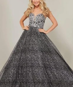 Tiffany Designs - 16355 Metallic Lace Sweetheart Bodice Gown
