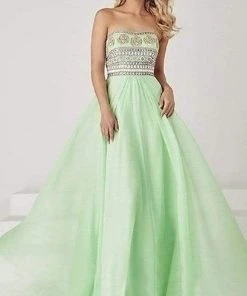 Formal Gowns Tiffany Designs - 46016 Embellished Gossamer Sweetheart A-Line Evening Gown