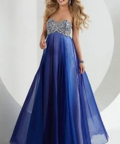 Tiffany Designs - 46048 Crystal Flourished Empire Long Evening Gown Formal Gowns