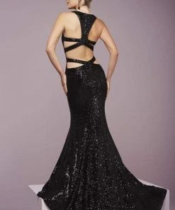 Formal Gowns Tiffany Designs - 46094 Bold Scoop Neck Sequined Dress 5 Formal Gowns Tiffany Designs - 46094 Bold Scoop Neck Sequined Dress