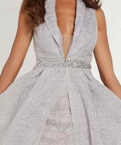 Formal Gowns Tiffany Designs - 46152 Lace Deep V-neck Dress With Detachable Jacket