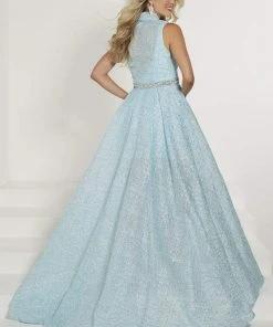 Formal Gowns Tiffany Designs - 46152 Lace Deep V-neck Dress With Detachable Jacket