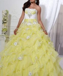 Formal Gowns Tiffany Designs - 56226 Strapless Floral Appliqued Ballgown