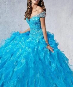 Tiffany Designs - 56257 Ornate Off-Shoulder Lace Bodice Ballgown Formal Gowns