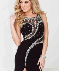 Tiffany Homecoming - 27011 Asymmetrical Beaded Illusion Jersey Dress Cocktail Dresses