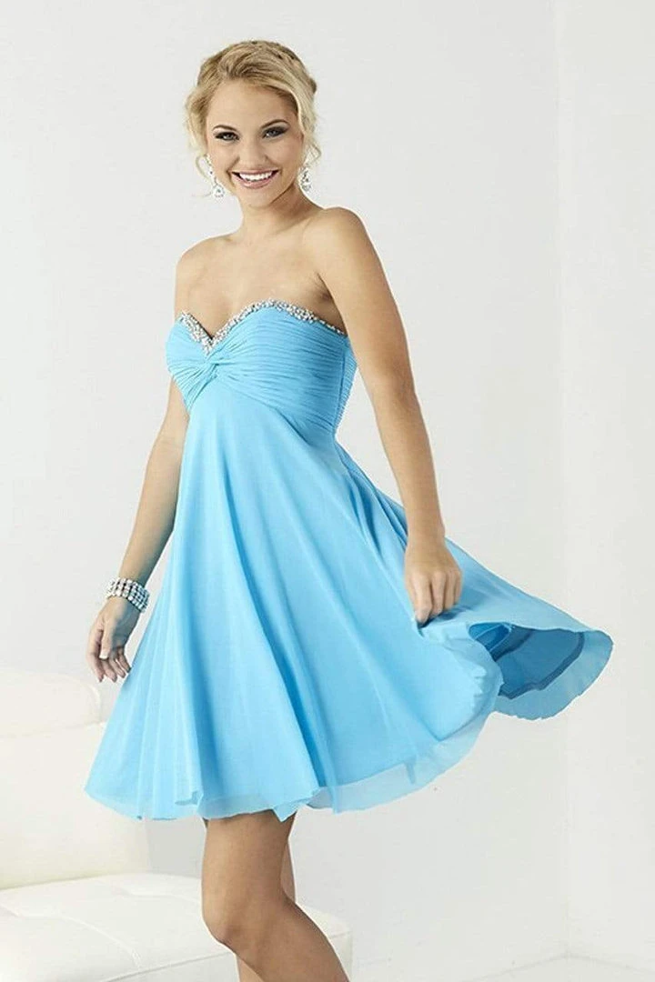 Tiffany Homecoming - 27080 Strapless Beaded Ruched Empire A Line Short Dress 4 Tiffany Homecoming - 27080 Strapless Beaded Ruched Empire A Line Short Dress