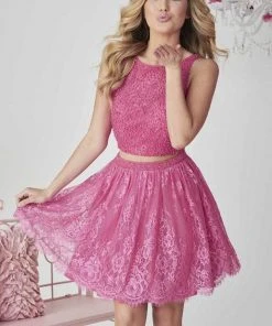 Tiffany Homecoming - 27120 Short Lace A-Line Beaded Dress