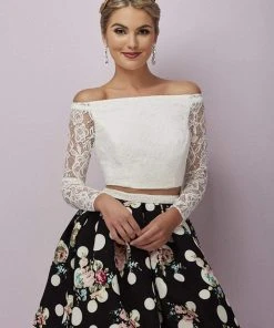 Tiffany Homecoming - 27123 Two Piece Lace Off-Shoulder Dress Cocktail Dresses