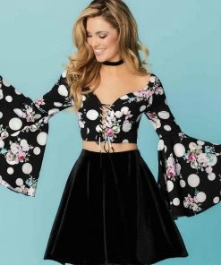 Cocktail Dresses Tiffany Homecoming - 27161 Two Piece Printed Velvet A-line Dress