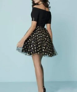 Cocktail Dresses Tiffany Homecoming - 27166 Two-Piece Off-Shoulder Polka Dot Party Dress