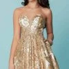 Tiffany Homecoming - Sequined Strapless Lace Applique Short Dress 27159 - 1 Pc Gold/White In Size 6 Available 1 Tiffany Homecoming - Sequined Strapless Lace Applique Short Dress 27159 - 1 Pc Gold/White In Size 6 Available