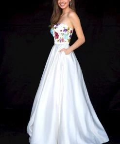 Sherri Hill - 52038 Strapless Embroidered Satin Ballgown