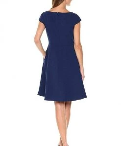 Adrianna Papell - AP1D101248 V-Neck Cap Sleeves A-Line Dress