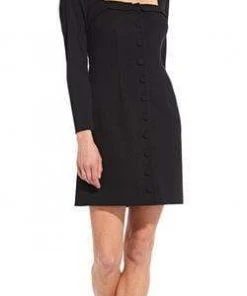 Adrianna Papell - AP1D102918 Long Sleeve Square Neck Buttoned Dress 10 Adrianna Papell - AP1D102918 Long Sleeve Square Neck Buttoned Dress