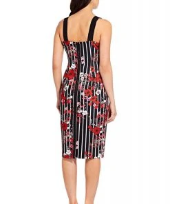 Adrianna Papell - AP1D103092 Printed Scuba Square Neck Fitted Dress