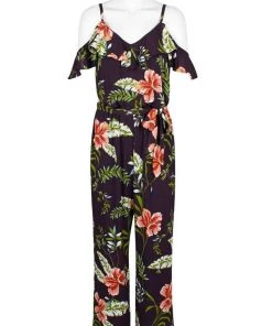 Adrianna Papell - AP1D103372 Floral Print V-neck Jumpsuit