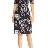 Adrianna Papell AP1D103459 - Floral Short Sleeved Faux Wrap Dress 2 Adrianna Papell AP1D103459 - Floral Short Sleeved Faux Wrap Dress