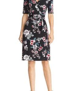 Adrianna Papell AP1D103459 - Floral Short Sleeved Faux Wrap Dress