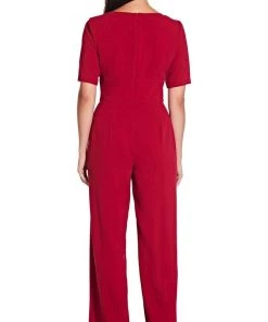 Adrianna Papell - AP1D103537 Bateau Guaze Crepe Wide Leg Jumpsuit