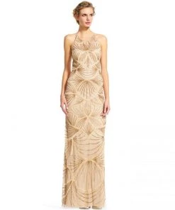 Adrianna Papell AP1E200177 Halter Embellished Long Dress