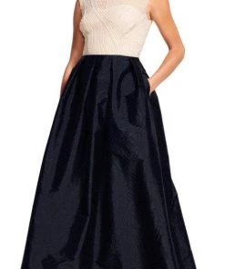 Adrianna Papell AP1E200504 Two Toned Pearl Beaded Taffeta Gown