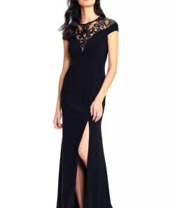 Adrianna Papell - AP1E202740 Sequined Jewel Neck Sheath Dress