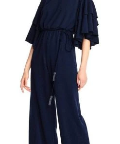 Adrianna Papell - AP1E203073 Flutter Sleeve Stretch Crepe Jumpsuit