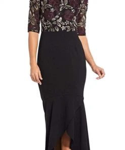 Adrianna Papell - AP1E204611 Floral V-Neck High Low Dress