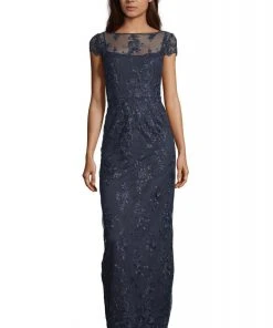 Adrianna Papell - AP1E204700 Floral Embroidered V-neck Sheath Dress